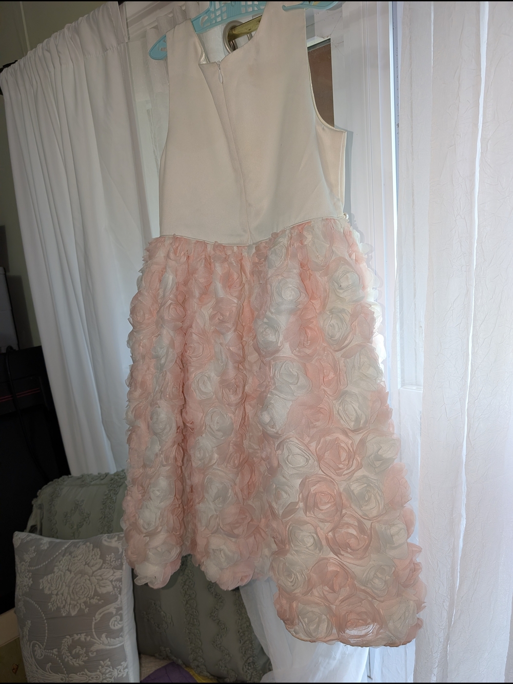 American Princess Cream and Blush Floral Appliqué Formal Dress-sz 10